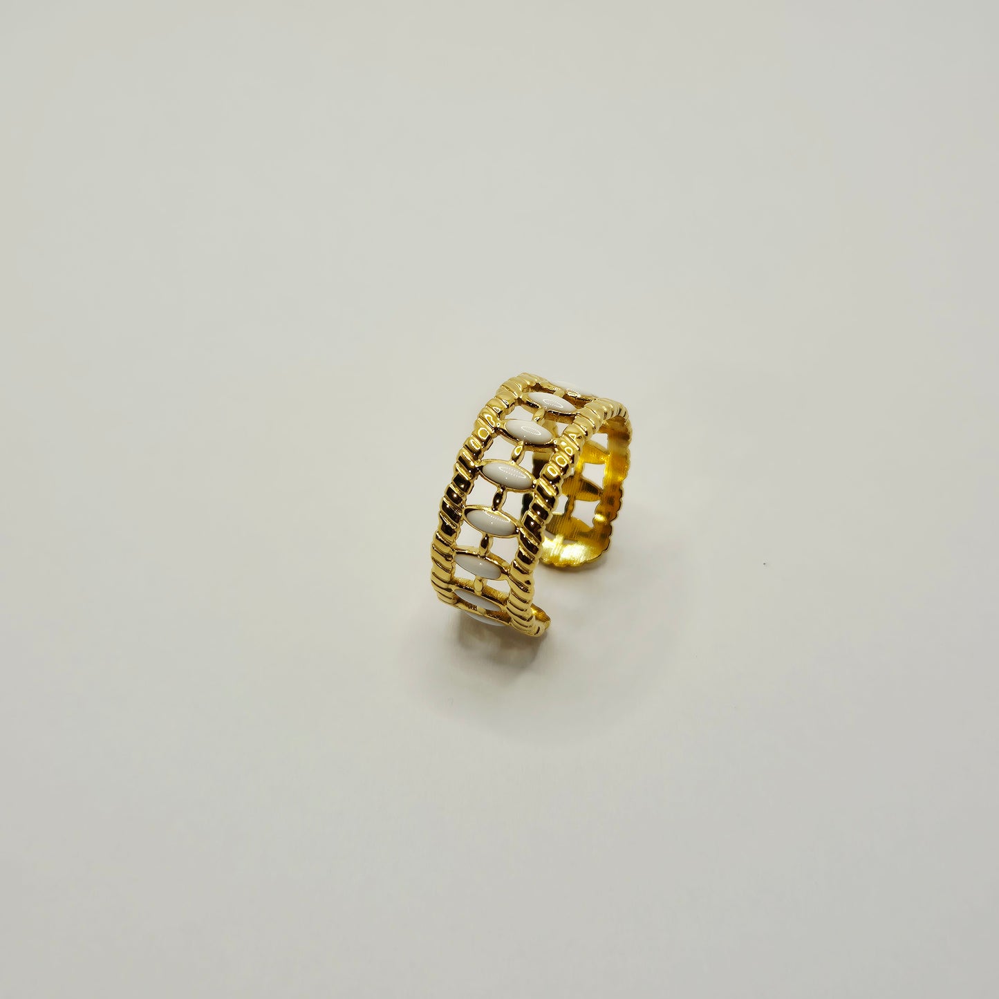Gold White Rays Ring