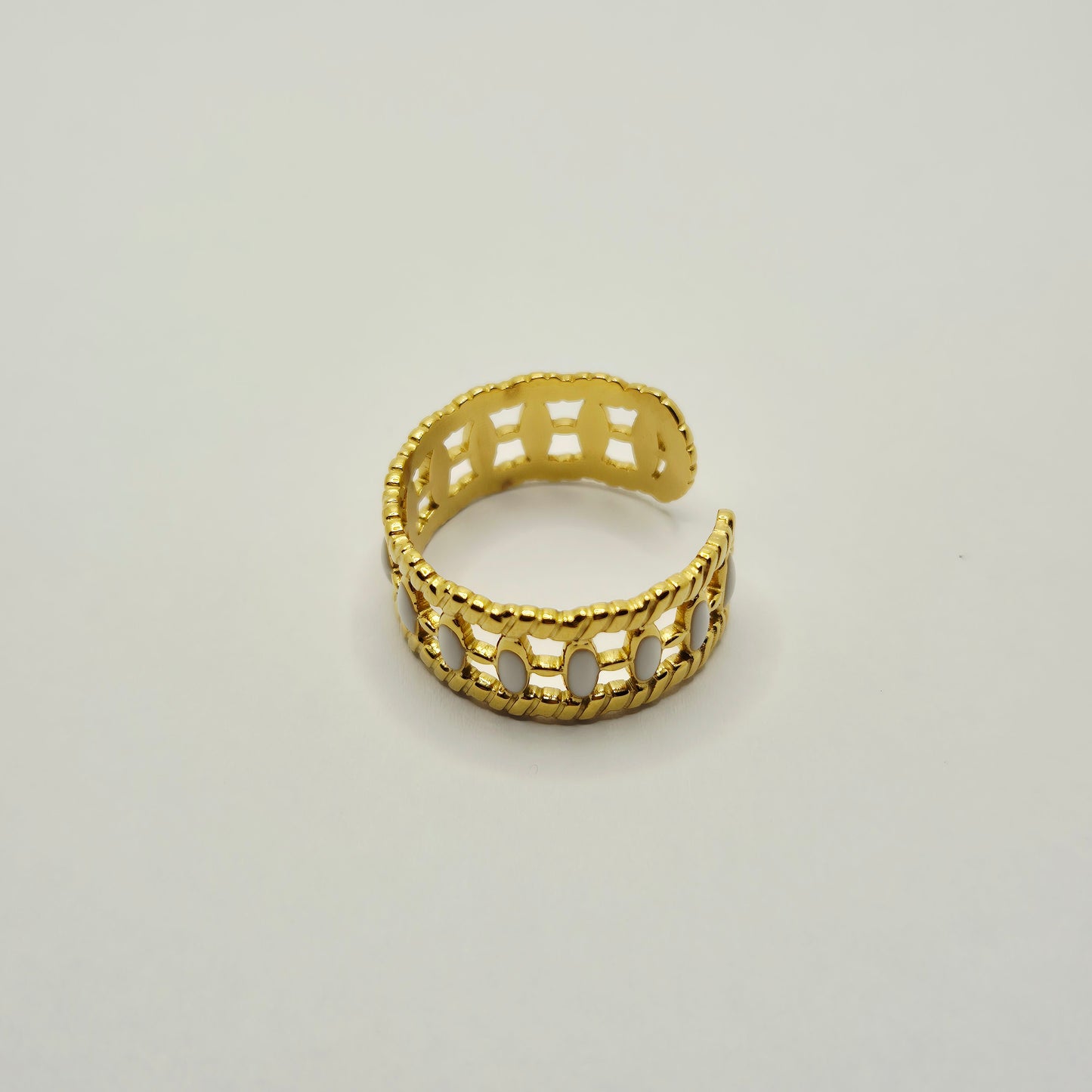 Gold White Rays Ring