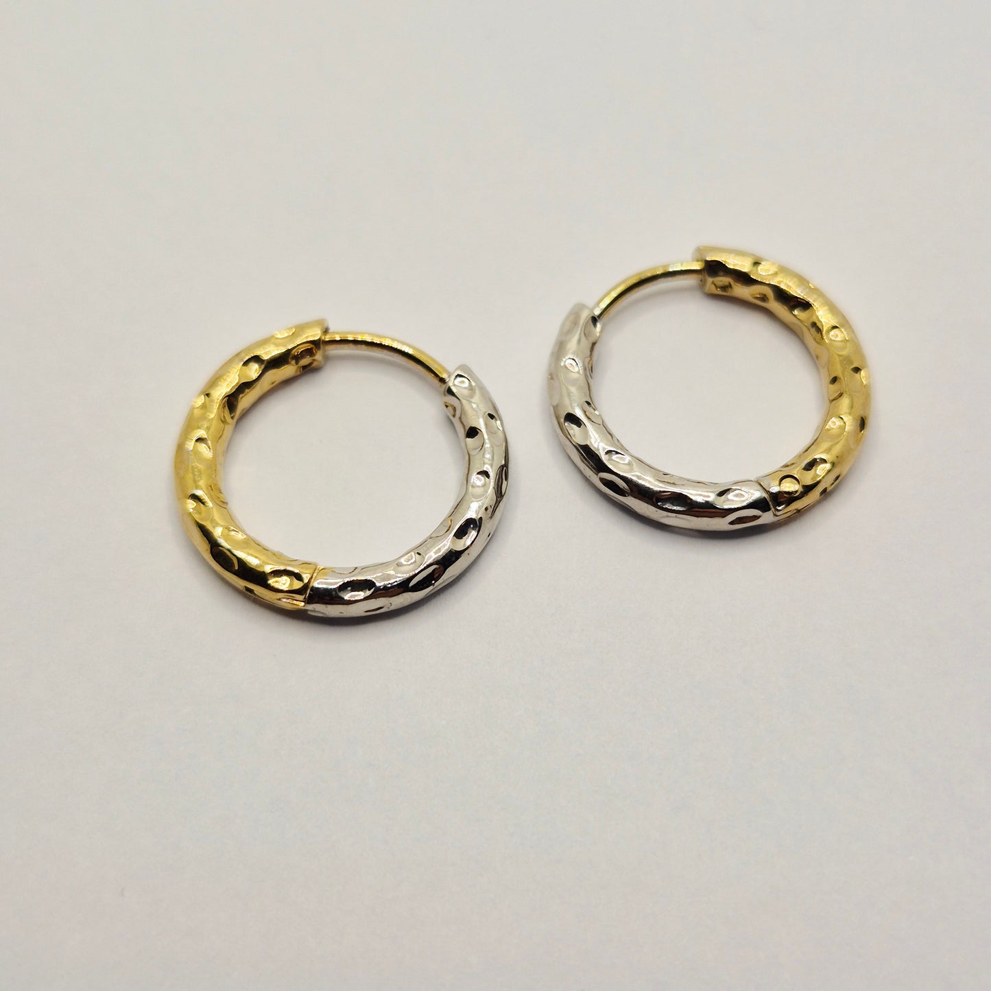 Gold + Silver Ridge Hoops 17mm