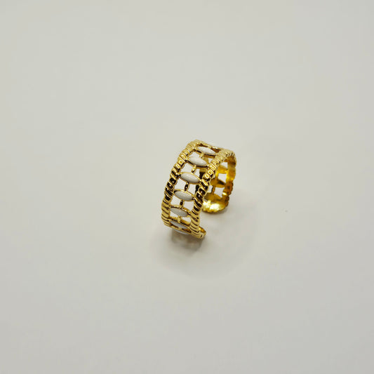Gold White Rays Ring