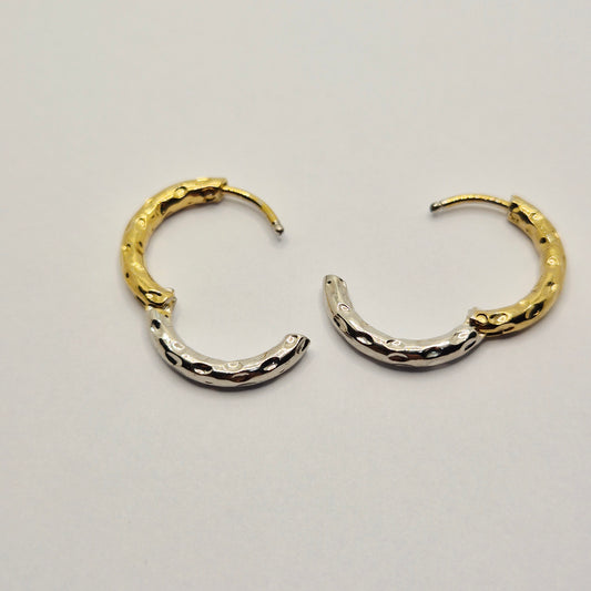 Gold + Silver Ridge Hoops 17mm